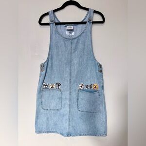 Denim Overall Dress with Animal Pockets